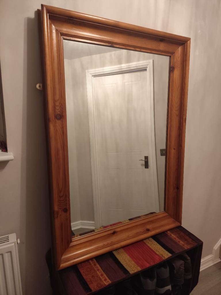 Large Wooden Framed Mirror 