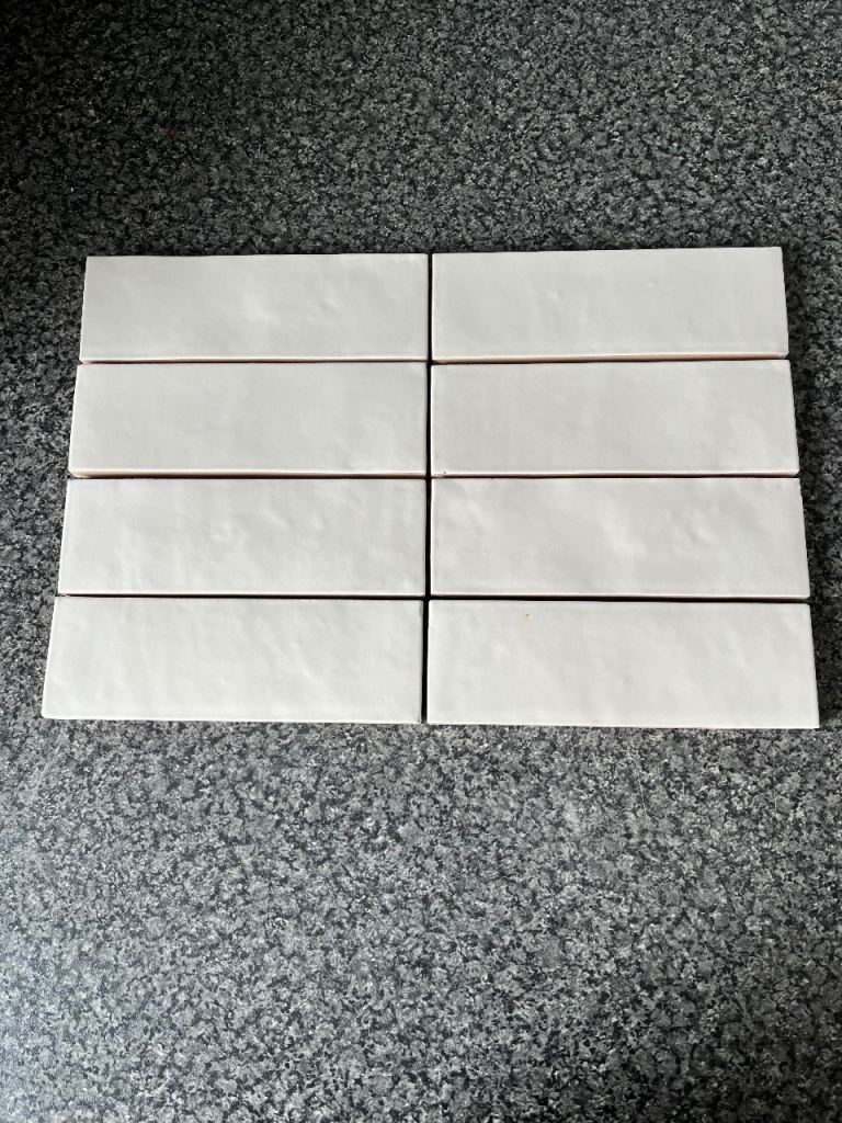 White “coconut” coloured gloss wall tiles 