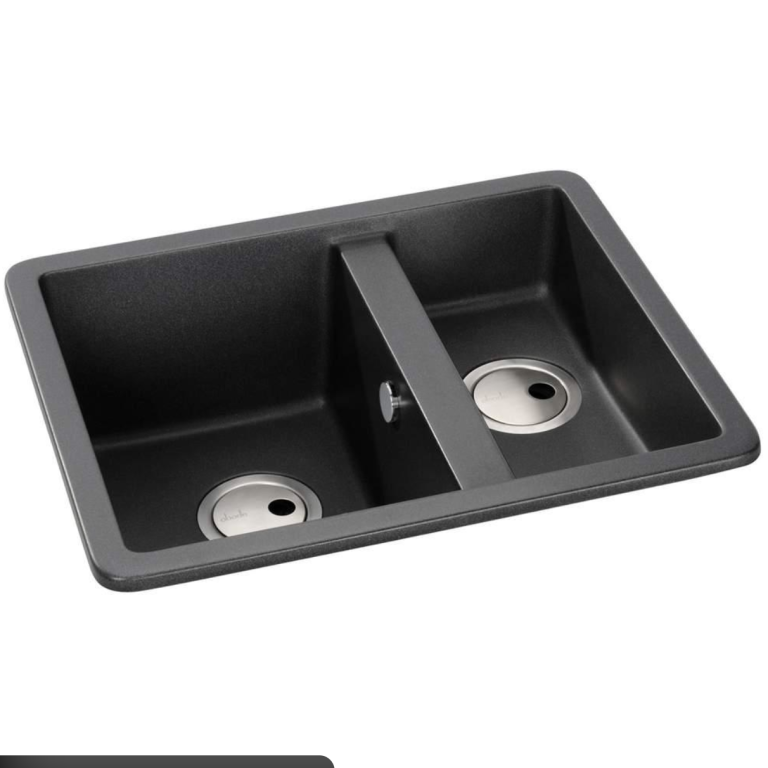 Abode Matrix SQGR15 1.5 bowl kitchen sink in Black Metallic Granite.