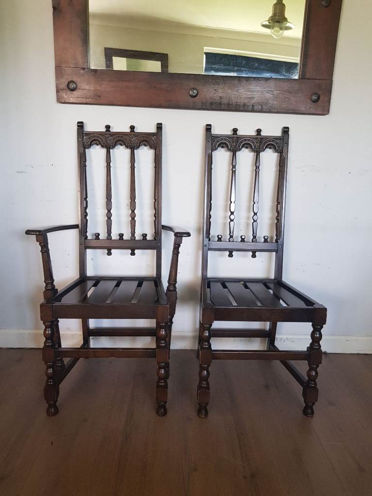 Vintage ERCOL Dining Chairs x 2 Throne Forest Gothic Stage Rustic Wedding - Collection Sw13