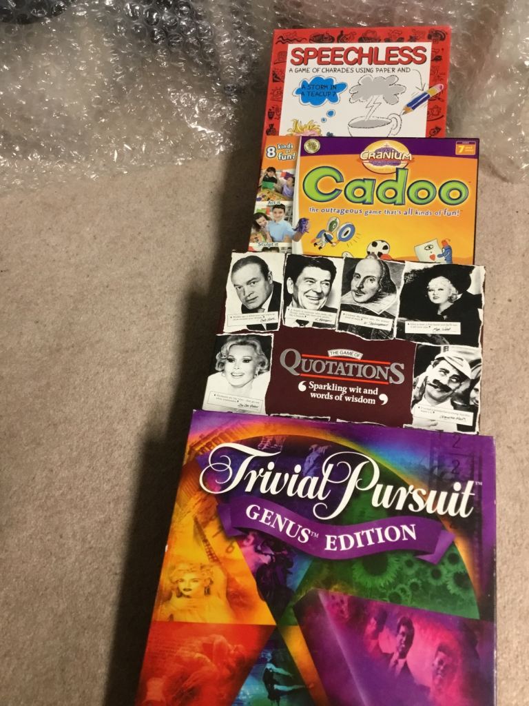 4 x Board Games - Cadoo , Speechless , Trivial Pursuits ,Quotations 