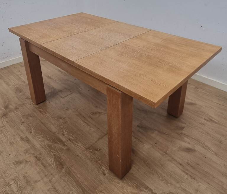 EXTENDING SOLID WOOD DINING TABLE OAK NATURAL 