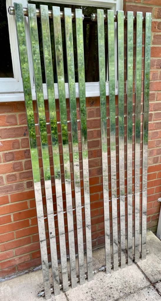 Pair of designer vertical chrome blade radiators - 180 high