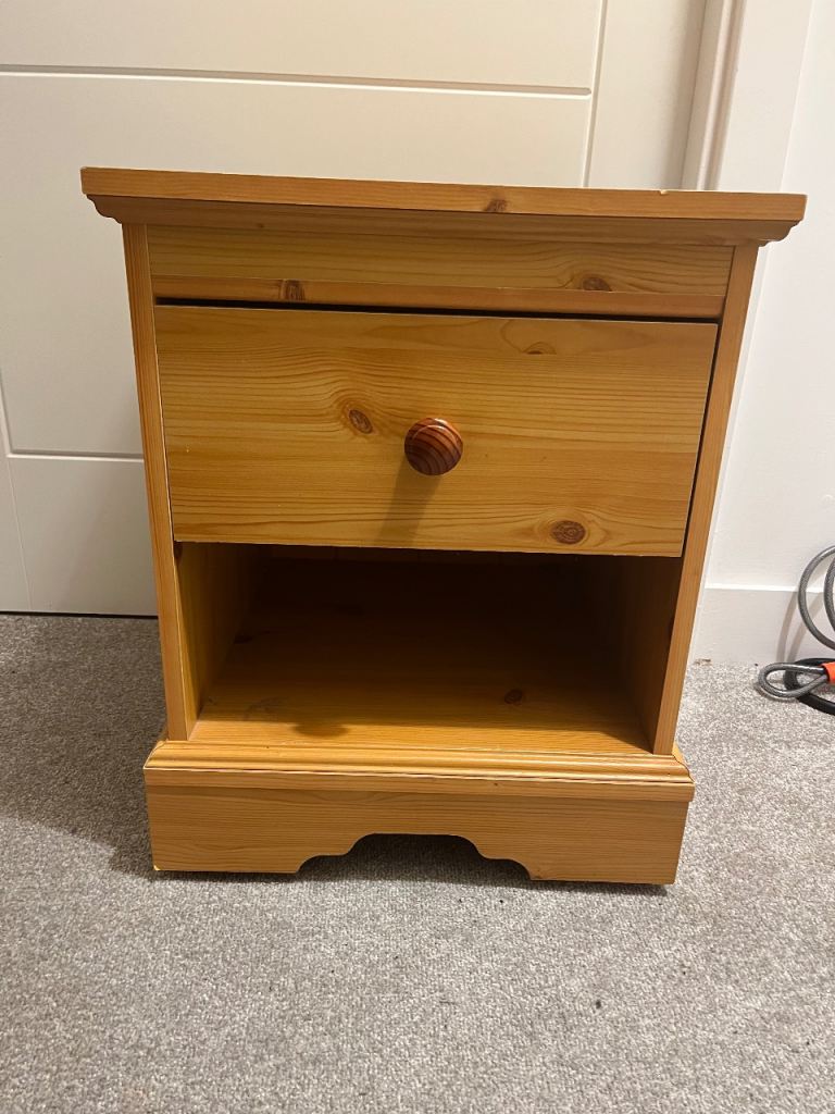 Pine Bedside Table with Drawer – Good Condition