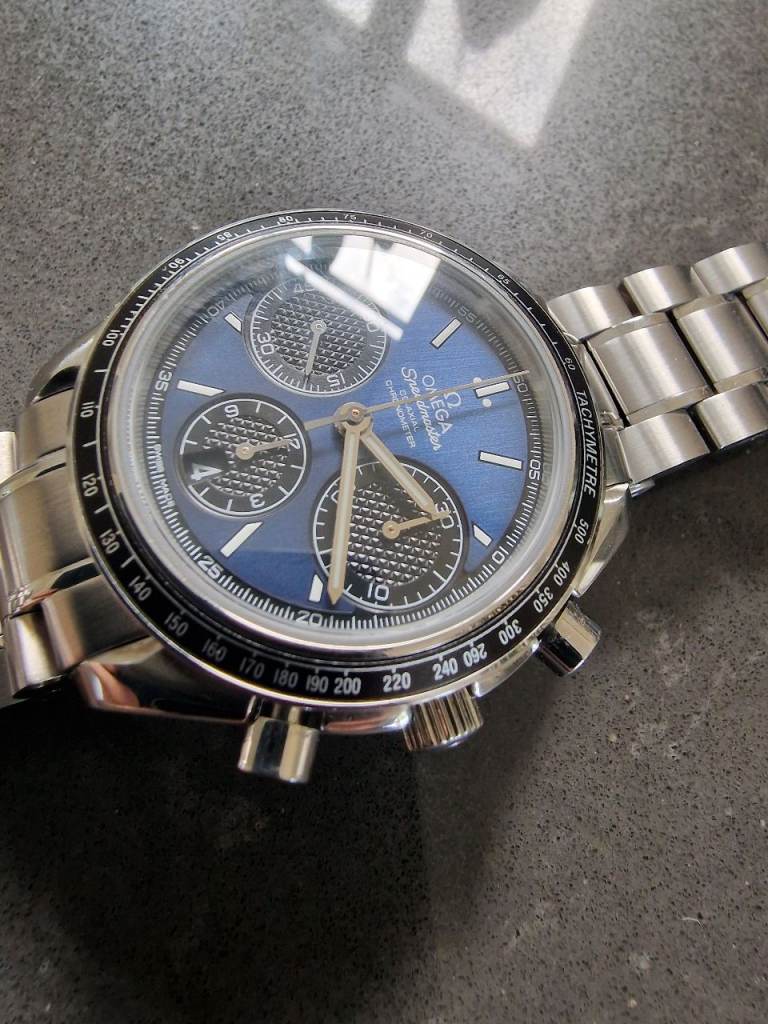 Automatic blue chronograph watch 