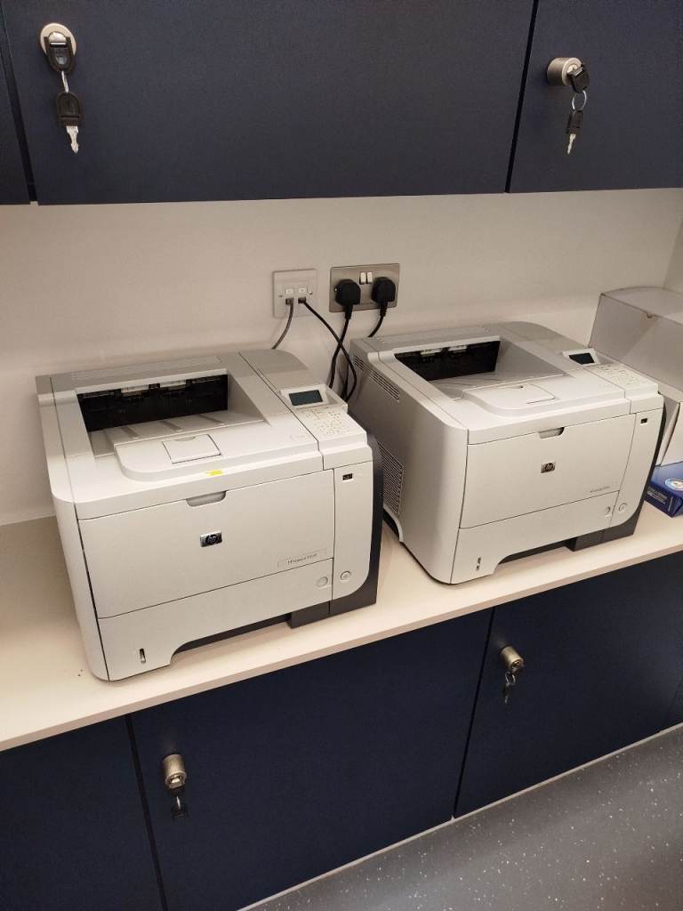 2 X HP LaserJet Enterprise P3015 128MB Laser Printer,  Works properly 