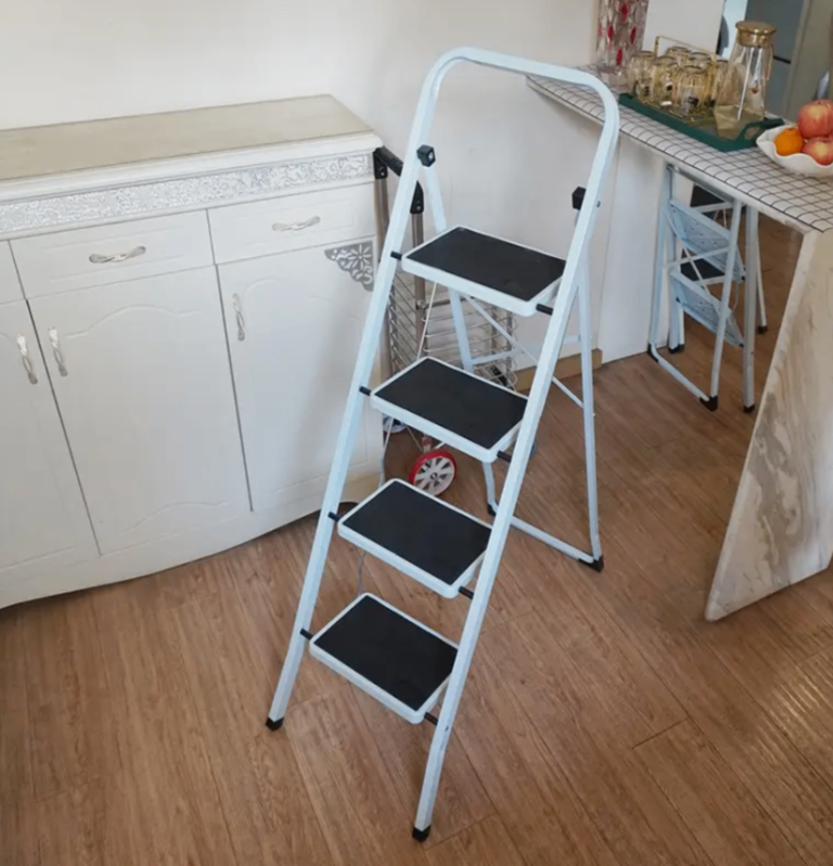 image for 4 Step Ladder Folding Stool Non Slip Tread Heavy Duty Steel Foldable