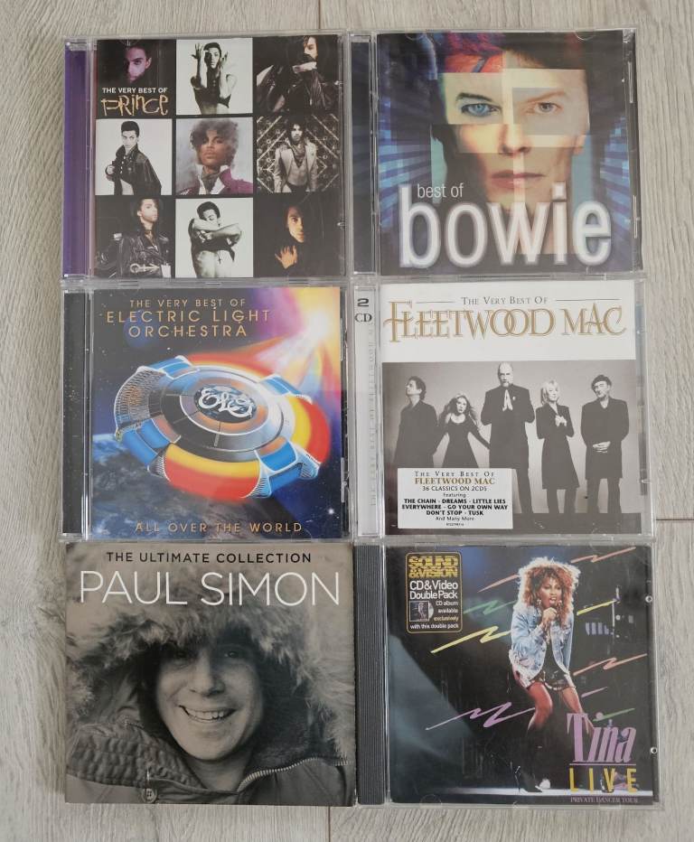 CD Music Selection David Bowie Prince ELO Paul Simon Fleetwood Mac Tina Turner Yesteryear Music