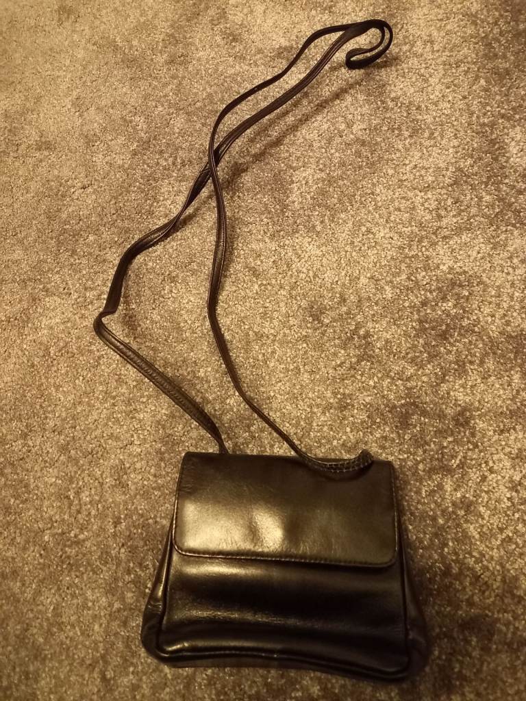 Black leather handbag