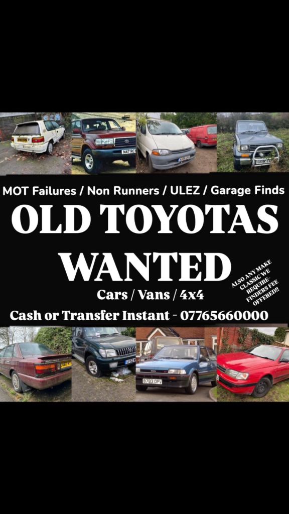 WANTED TOYOTA HILUX, HIACE, LANDCRUISER, COROLLA , RAV4, AVENSIS, CARINA, MR2, CELICA, YARIS