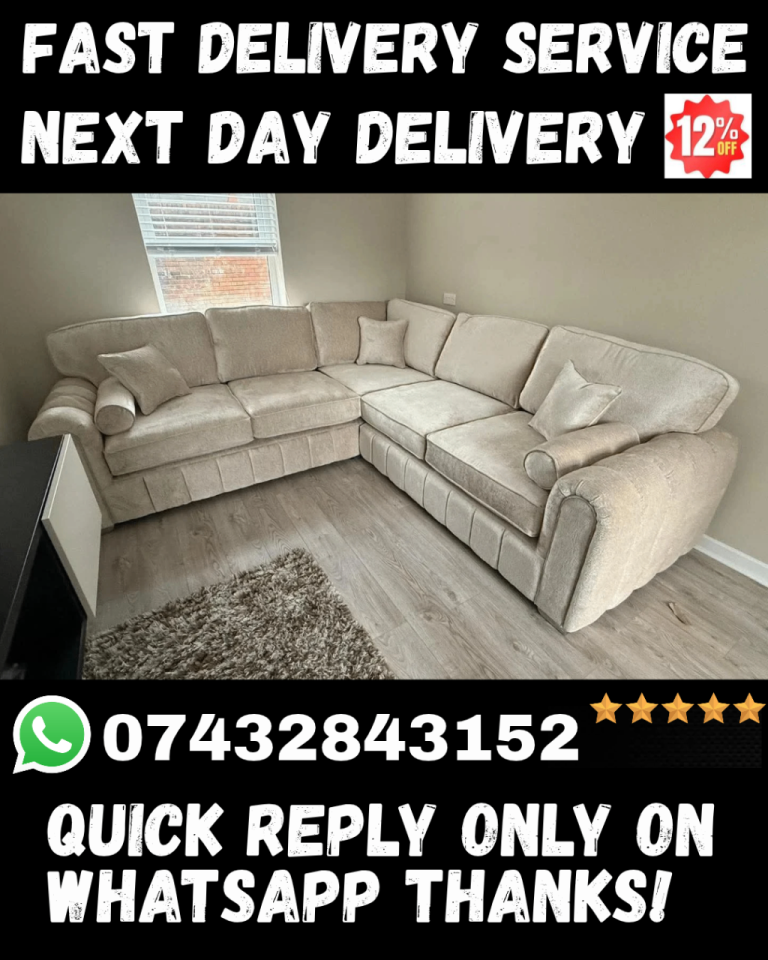 New Cream Velvet Corner Sofa - Modern Design