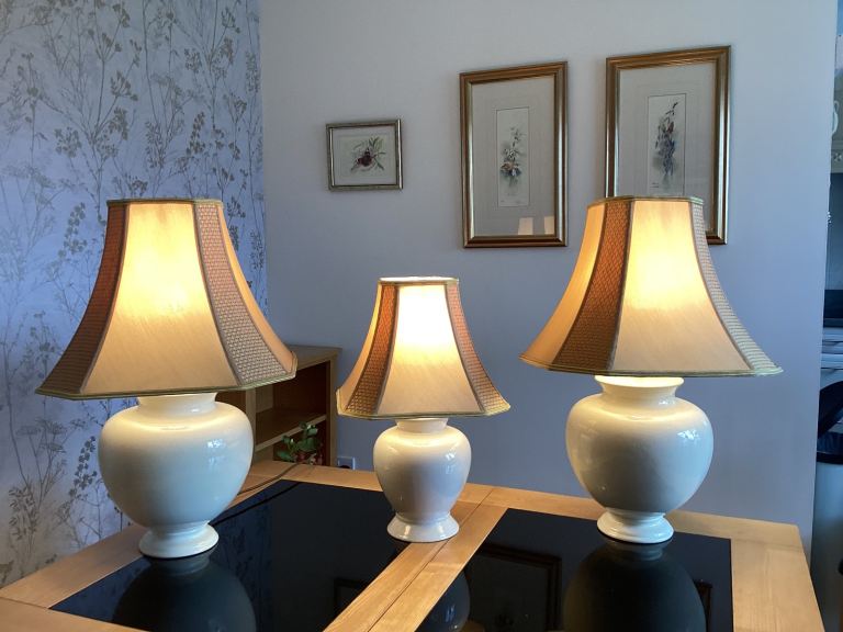 3 Table Lamps with Shades and plug’s fitted 
