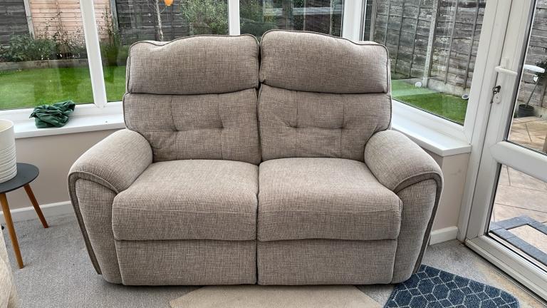 Two-Seater Sofa – Grey Fabric, Good Condition