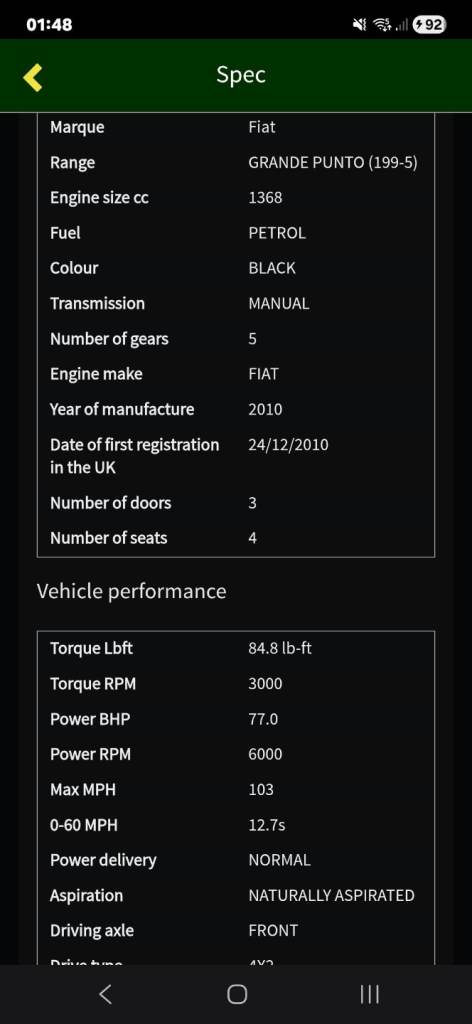 Fiat, GRANDE PUNTO, Hatchback, 2010, Manual, 1368 (cc), 3 doors