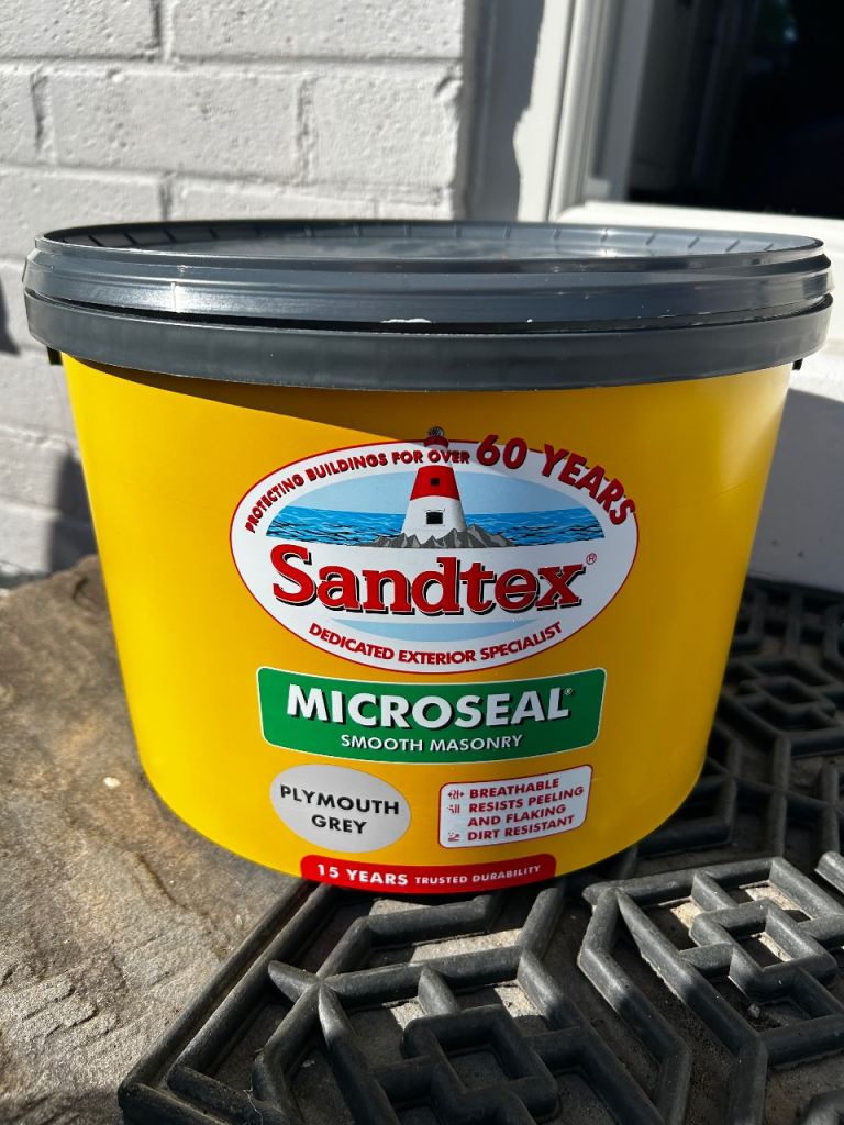 New Sandtex Microseal Smooth Masonry Paint - Plymouth Grey