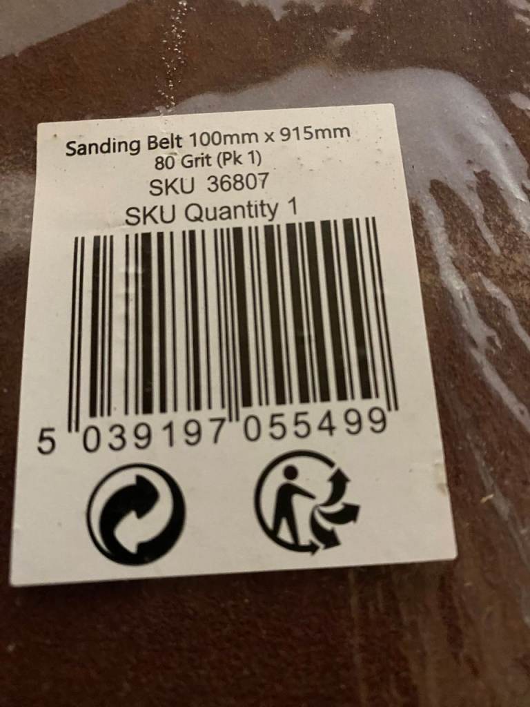 Sanding Belts 915mm x 100mm. 10 belts. 80 grit