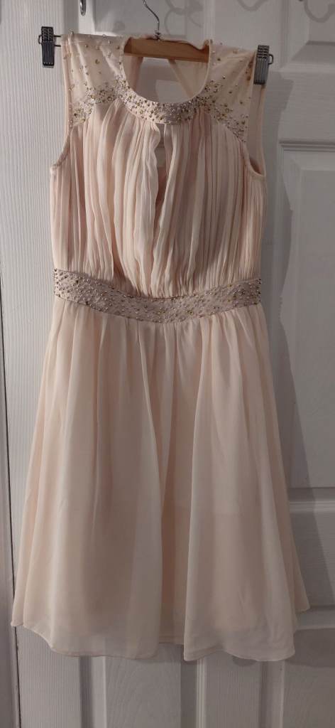 Little Mistress UK 8 Beige Embellished Dress – Good Condition