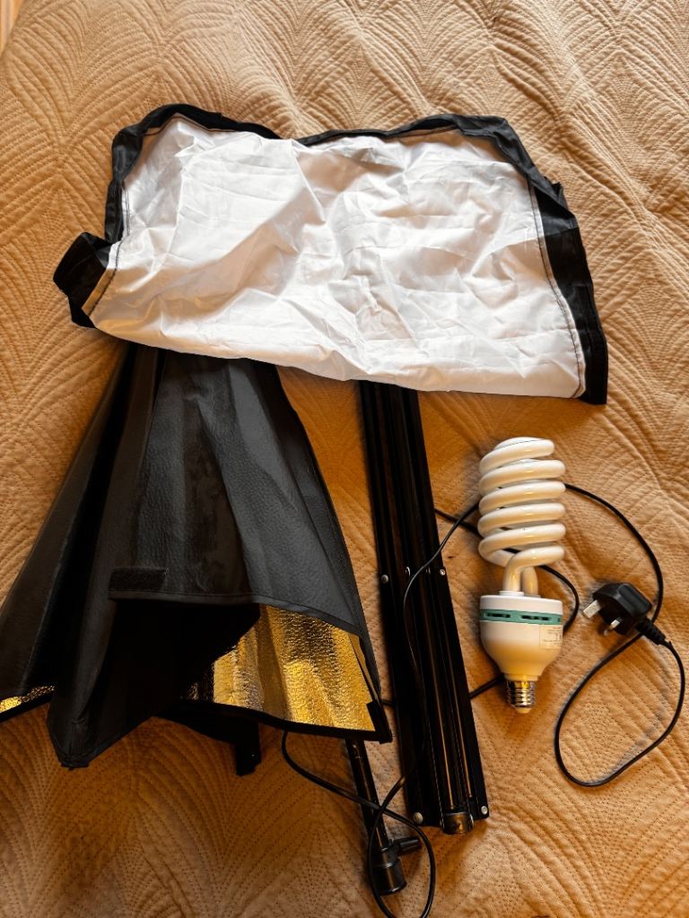 Photography studio lights on tripods