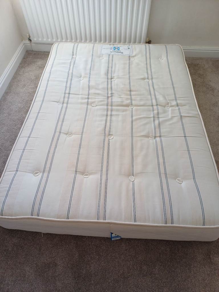 Single Mattress – Fair Condition, Cream with Stripes
