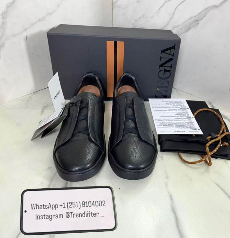Zegna Black Leather trainers 
