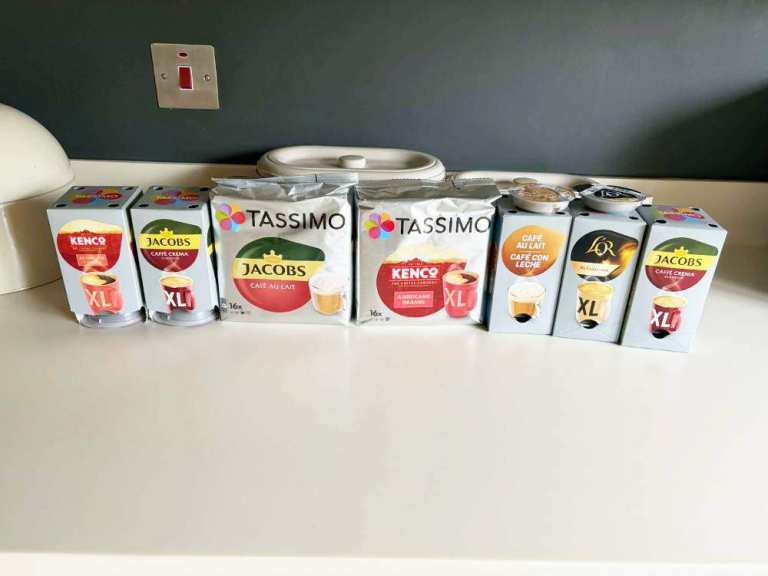68x TASSIMO Coffee Pods Jacobs Cafe Au Lait Crema KENCO XL Americano Grande LOR Classique RRP £29.95