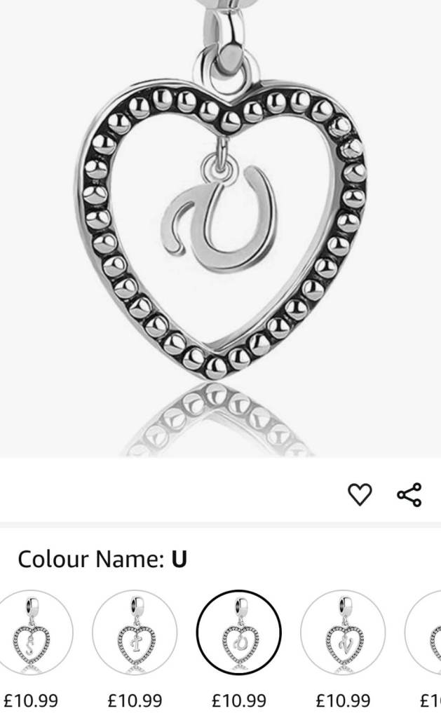 image for Bnip letter U heart charm