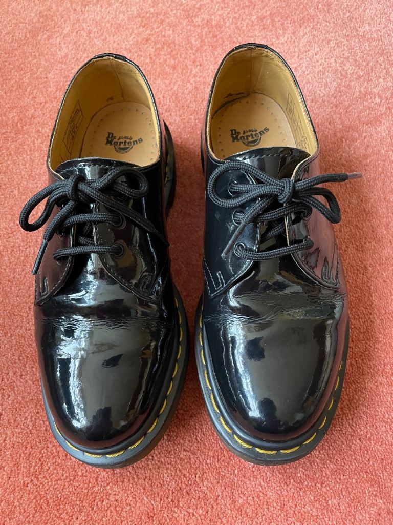 Black Patent Leather Dr Martens Shoes Size 5 38