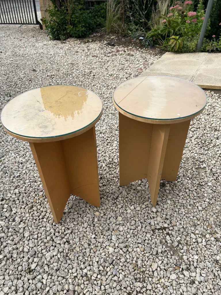 Pair of Wooden Side Tables with Glass Tops – Good Condition