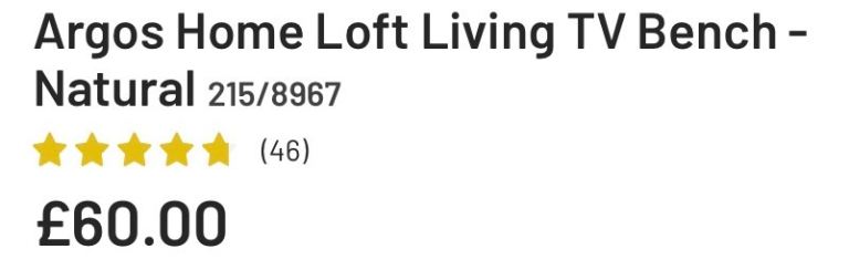 Argos Home Loft Living TV Bench