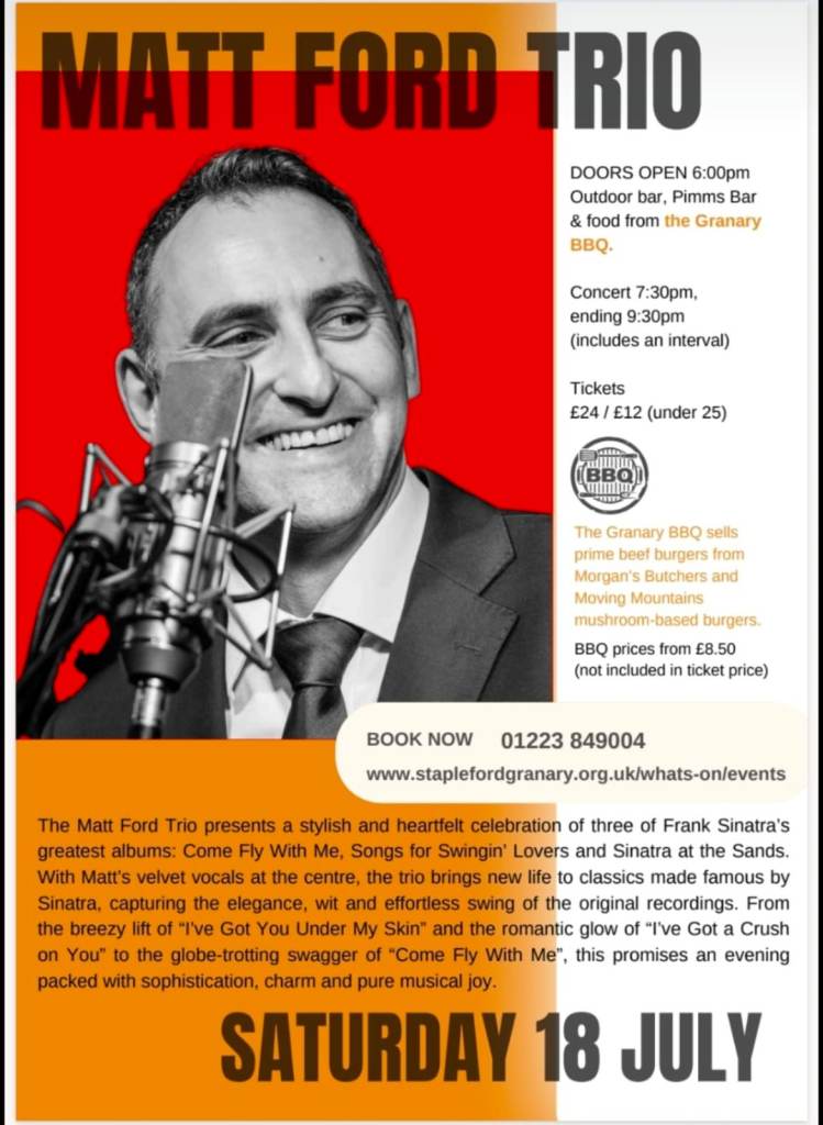 Tom Ford Trio (Frank Sinatra) Outdoor Concert ticket @ STAPLEFORD GRANARY 