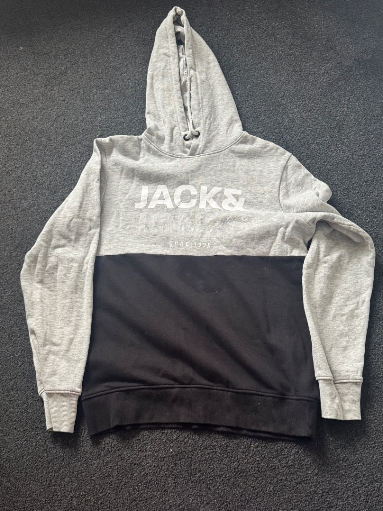 JACK&JONES Grey & Black Hoodie – Good Condition