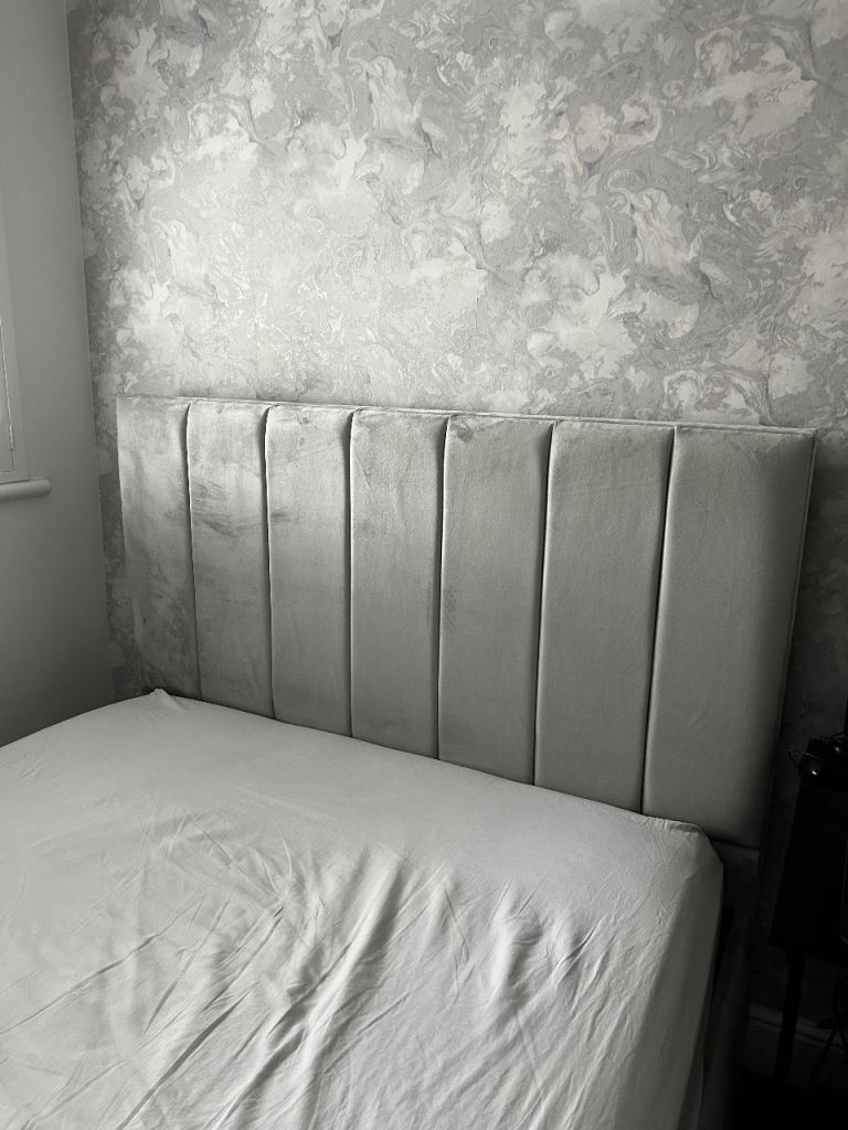 Silver grey double ottoman bed 