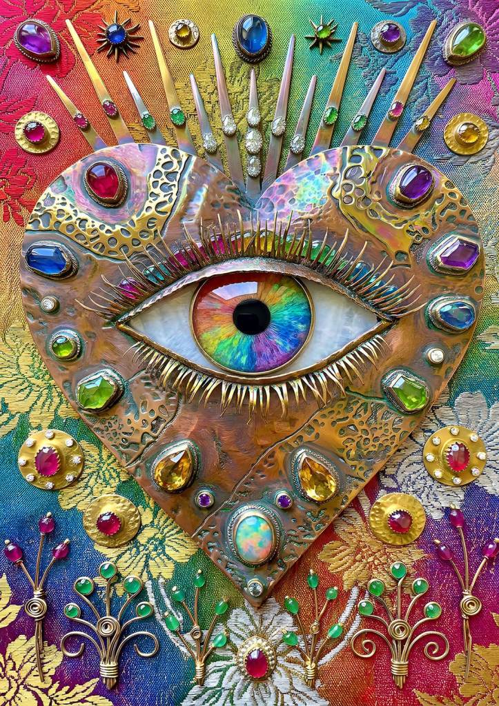 A3 Eye Art in Rainbow Abstract arts and crafts unique print.