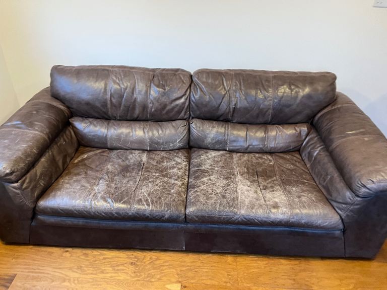 Brown leather sofa