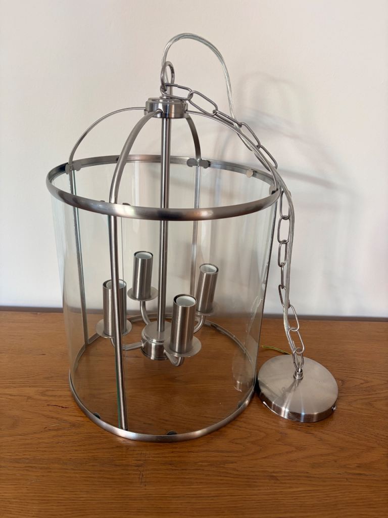 Modern Silver Ceiling Light Chandelier with Glass Shade