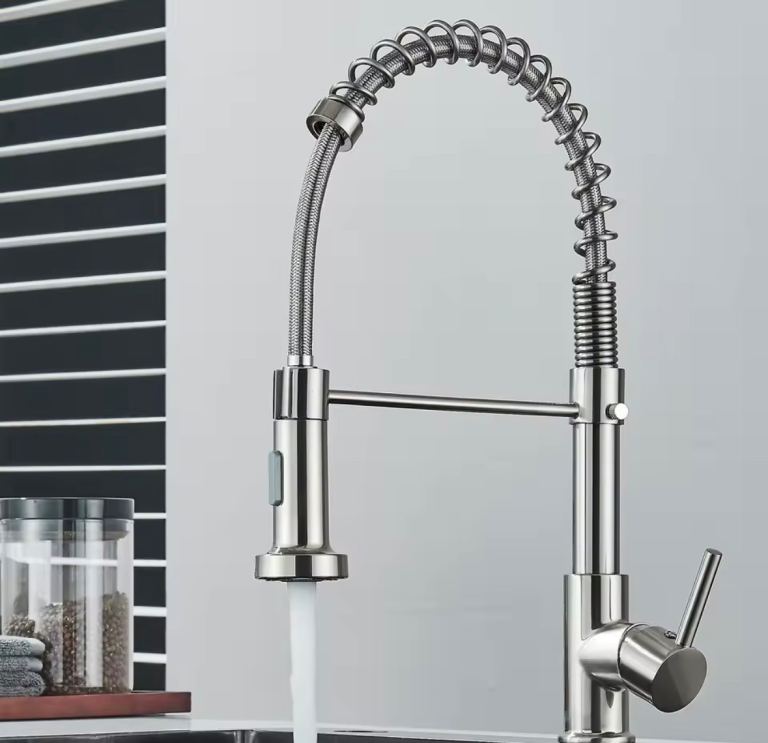 New Kitchen Mixer Tap with Pull-Out Spray – Stainless Steel Finish