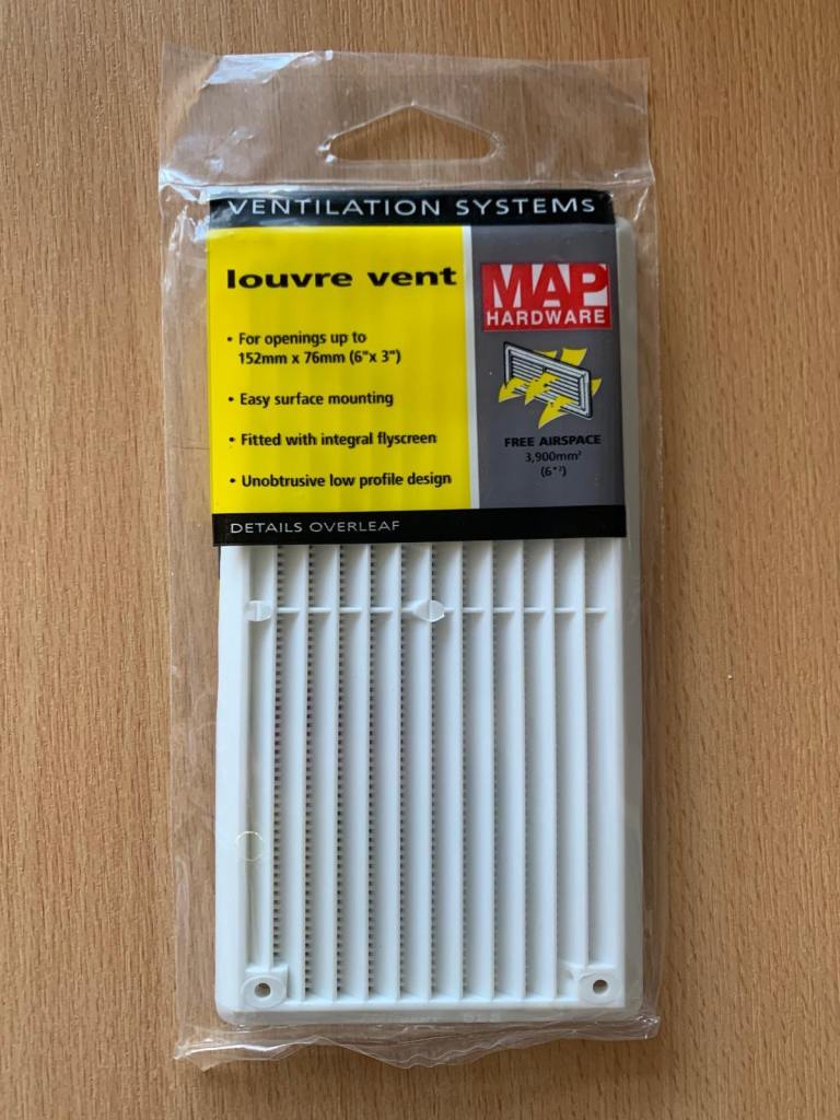 6 Louvre air vents with fly screen New in sealed packs