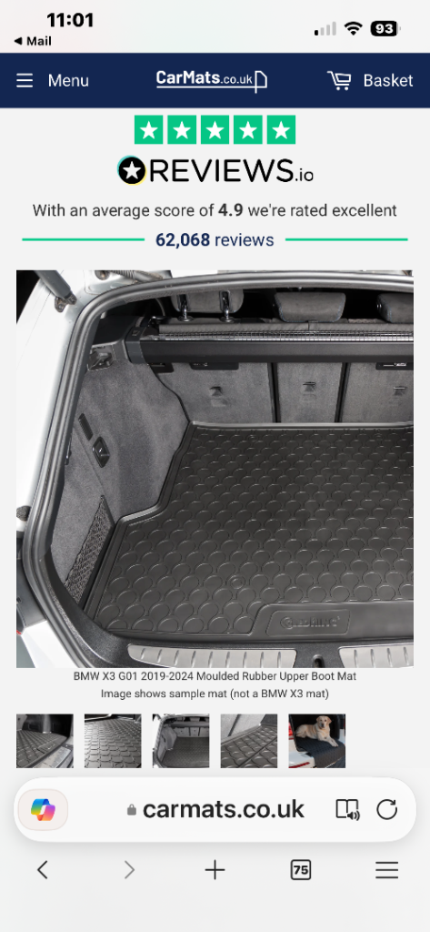 BMW X3 2024 rubber boot liner