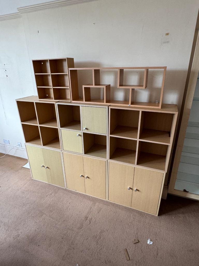 Light Wood Storage Units and Bookcases – Good Condition