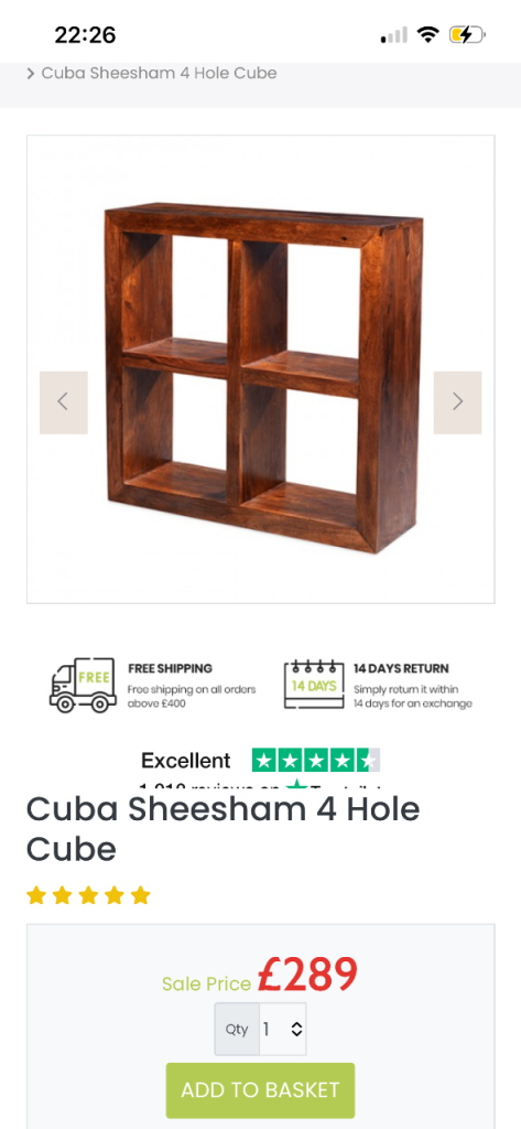 Sheesham 4 cube unit single cube unit and free coffee table as puppy chews edges ( see pic )  