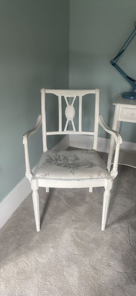 Elegant Painted Armchair with Upholstered Toile Seat