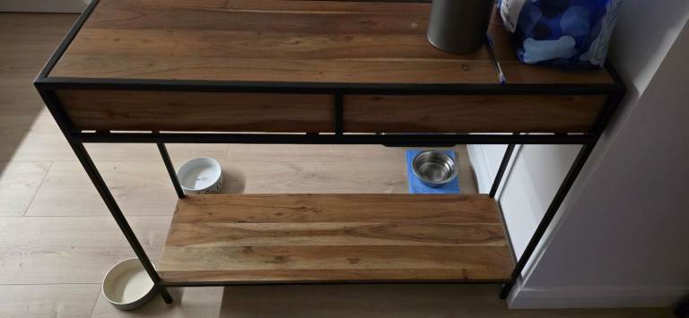 Mango wood and steel side table 
