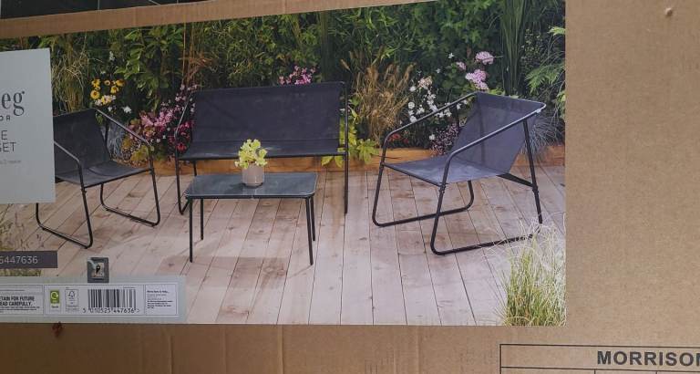 New Garden Patio Furniture Set - 2 Chairs, 1 Bench, 1 Table