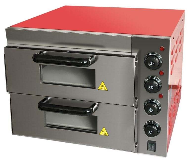 Electric Commercial Double Deck Electric Table Top Pizza Oven Stone Ba