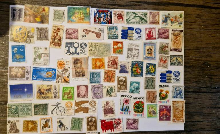 Large Collection Of World Stamps Bank Notes Coins