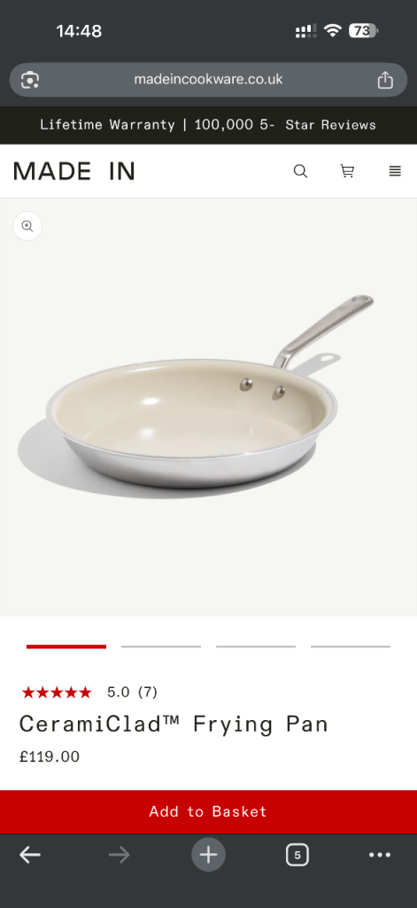 Made In 10" CeramiClad Frying Pan - Brand New