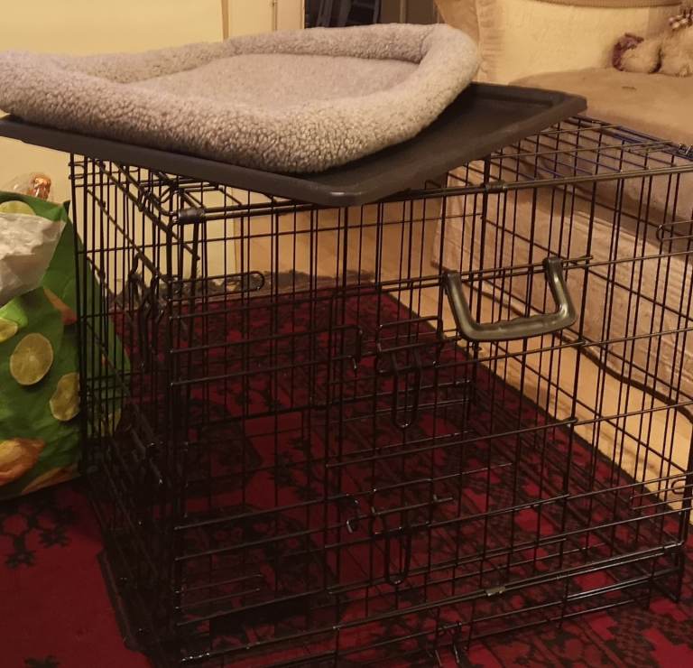 DOG CRATE CAGE SMALL WITH TRAY BEDDING MAT