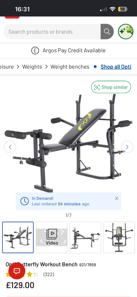 Weight bench, barbell and additional weights