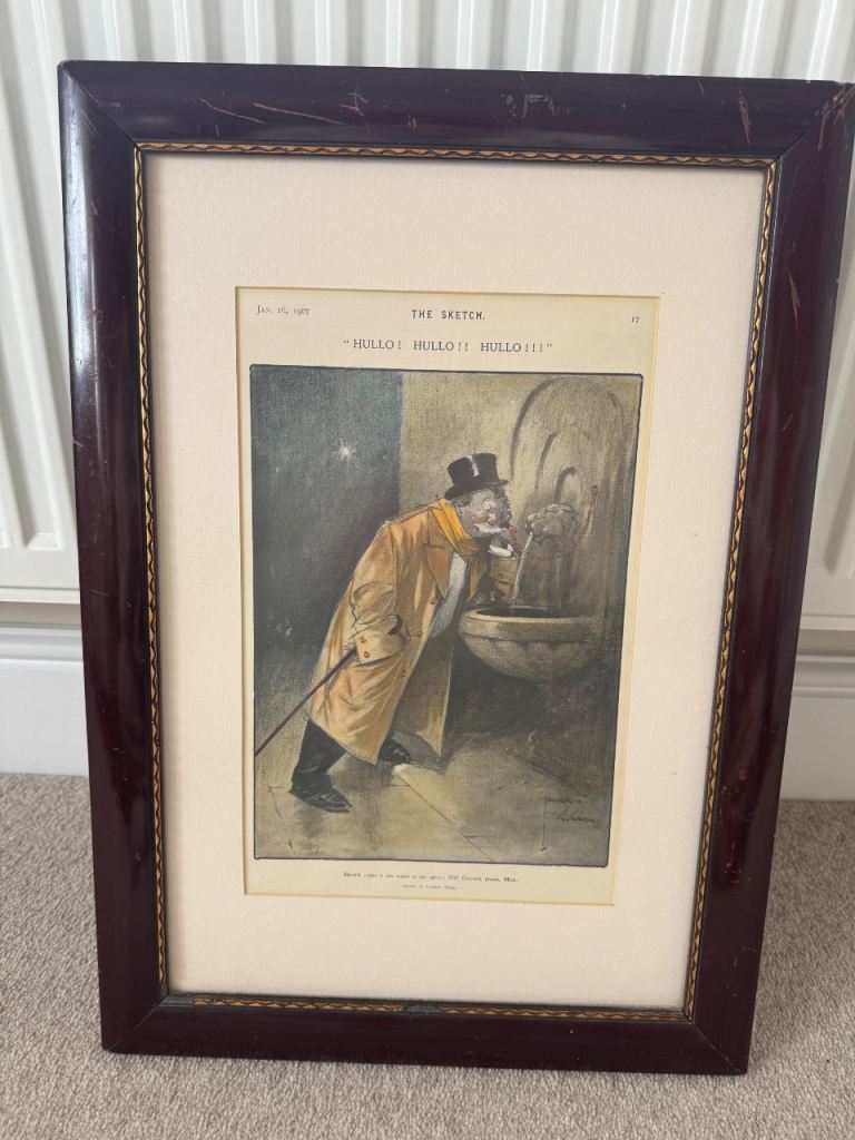 Antique framed print in mahogany frame 