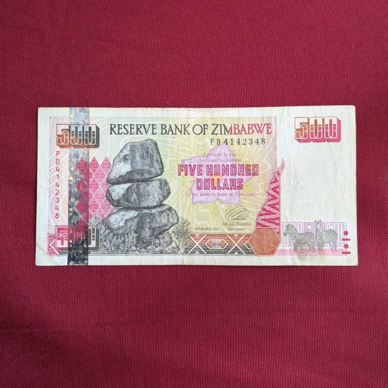 $500 DOLLARS ♦pre-Hyperinflation♦ banknote - Zimbabwe (see other adverts for coins)